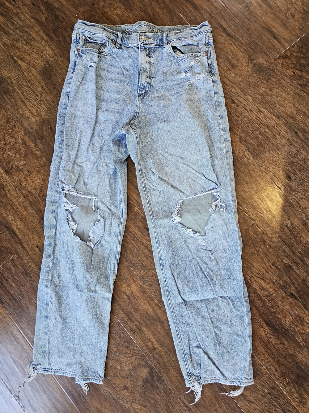 American Eagle Outfitters Light Blue Super High-Rise Baggy Straight Jeans